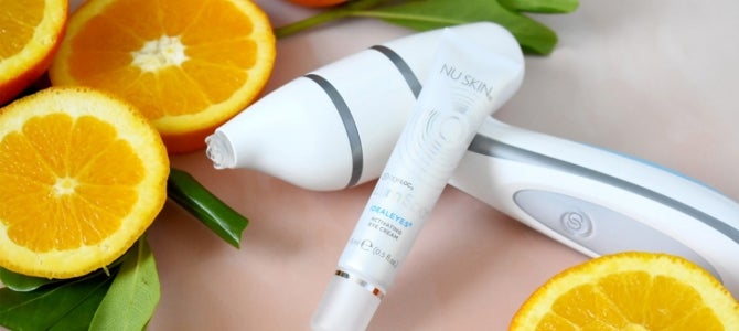under eye care 3 ageloc lumispa accent with idealseyes activating eye cream with sliced oranges