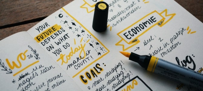 New Year's Goals2 goal journal with yellow highlighter