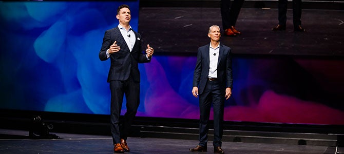 Join the YOU Revolution Speech Ritch Wood, Nu Skin CEO, and Ryan Napierski, Nu Skin President, on stage kicking off the launch sessions.